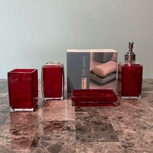 NBTISEN Red 4 Piece Acrylic Vanity Organizer Set